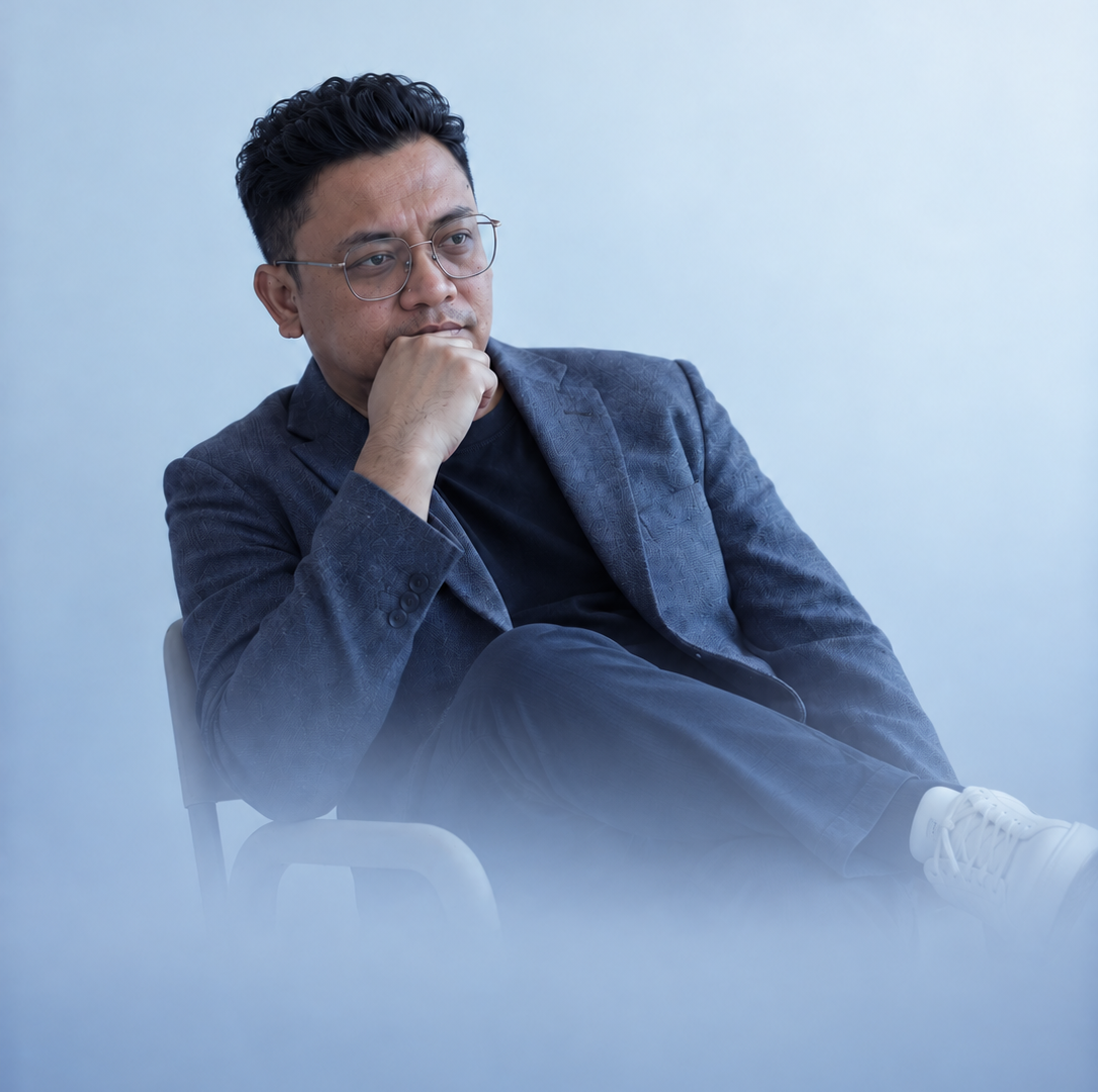 Farid Zulkepli seated in a blue suit